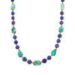 Lapis and Turquoise Bead Necklace with 18kt Gold Over Sterling