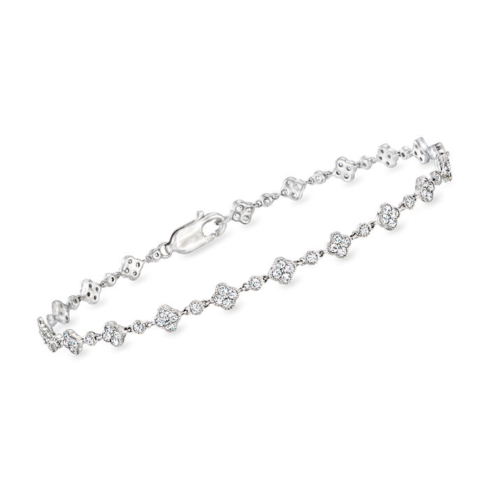 1.00 ct. t.w. Diamond Clover-Link Bracelet in 14kt White Gold