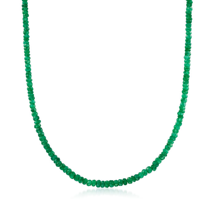 70.00 ct. t.w. Emerald Bead Necklace with 14kt Yellow Gold Magnetic Clasp