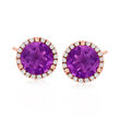 4.00 ct. t.w. Amethyst and .21 ct. t.w. Diamond Halo Earrings in 14kt Rose Gold