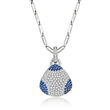 C. 1980 Vintage 3.00 ct. t.w. Diamond and 1.50 ct. t.w. Sapphire Triangle Pendant in 18kt and 14kt White Gold
