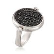 Italian Sterling Silver Flip Ring with 1.70 ct. t.w. Black Spinels and Genuine 50-Lira Micro Coin