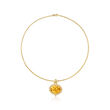 C. 1980 Vintage 23.00 Carat Citrine Omega Necklace in 14kt and 18kt Yellow Gold