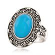14x10mm Turquoise Vintage-Style Ring in Sterling Silver