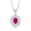 1.00 Carat Ruby Pendant Necklace with .49 ct. t.w. Diamonds in 18kt White Gold