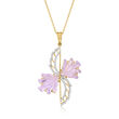 C. 1990 Vintage 11.50 ct. t.w. Ametrine and .34 ct. t.w. Diamond Wing Pendant Necklace in 14kt Yellow Gold