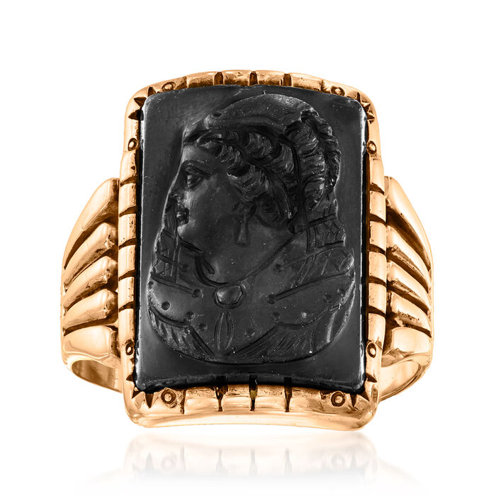 C. 1885 Vintage Onyx Cameo Ring in 10kt Yellow Gold
