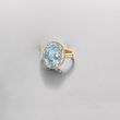 4.20 Carat Aquamarine Ring with Diamond Accents in 14kt Yellow Gold