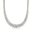 Italian Sterling Silver Graduated Curb-Link Necklace