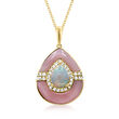 Opal, Pink Mother-of-Pearl and .32 ct. t.w. Diamond Pendant Necklace in 14kt Yellow Gold