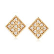 Roberto Coin &quot;Byzantine Barocco&quot; .30 ct. t.w. Diamond Small Square Earrings in 18kt Yellow Gold