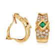C. 1980 Vintage .50 ct. t.w. Emerald and 1.50 ct. t.w. Diamond Clip-On Earrings in 18kt Yellow Gold