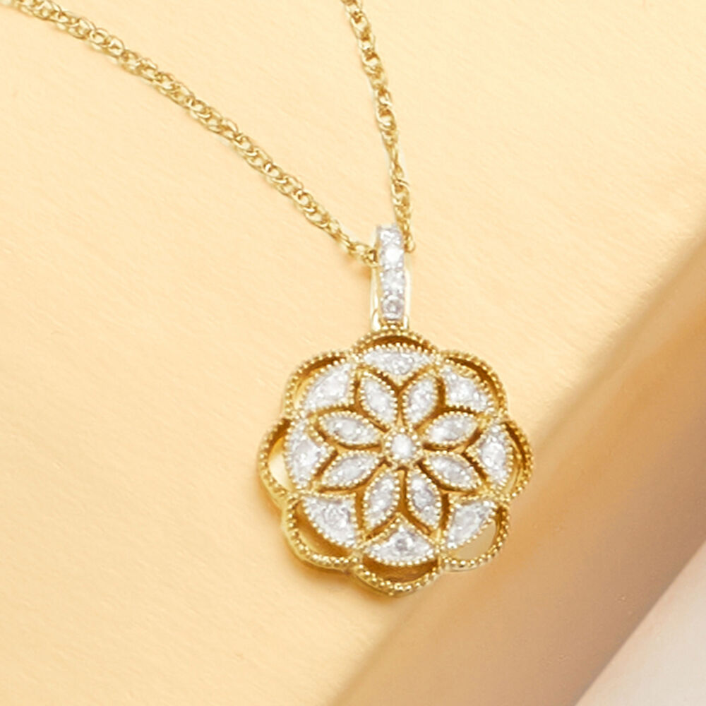 .25 ct. t.w. Diamond Flower Pendant Necklace in 18kt Gold Over Sterling ...