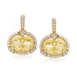Judith Ripka &quot;Monaco&quot; Canary Yellow Crystal and .85 ct. t.w. Diamond Drop Earrings in 18kt Yellow Gold
