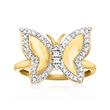 .11 ct. t.w. Diamond Butterfly Ring in 18kt Gold Over Sterling