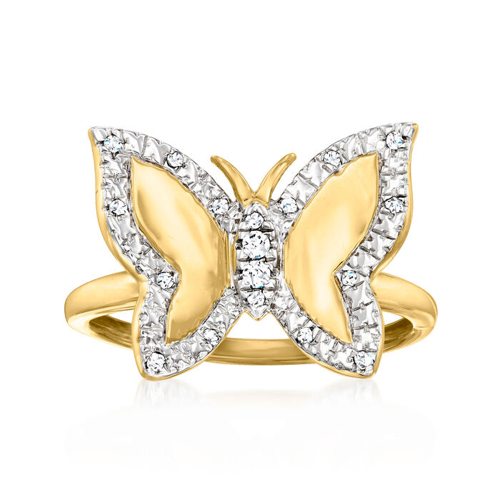 .11 ct. t.w. Diamond Butterfly Ring in 18kt Gold Over Sterling