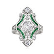 1.55 ct. t.w. CZ and .20 ct. t.w. Simulated Emerald Ring in Sterling Silver