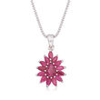 2.60 ct. t.w. Ruby Cluster Pendant Necklace in Sterling Silver