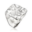 Italian Sterling Silver Ripple Square-Top Ring