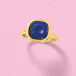 Square Lapis Ring in 18kt Gold Over Sterling