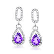 4.00 ct. t.w. Amethyst and .80 ct. t.w. White Topaz Paper Clip Link Drop Earrings in Sterling Silver