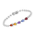 2.50 ct. t.w. Multicolored Sapphire Bracelet with .44 ct. t.w. Diamonds in 18kt White Gold