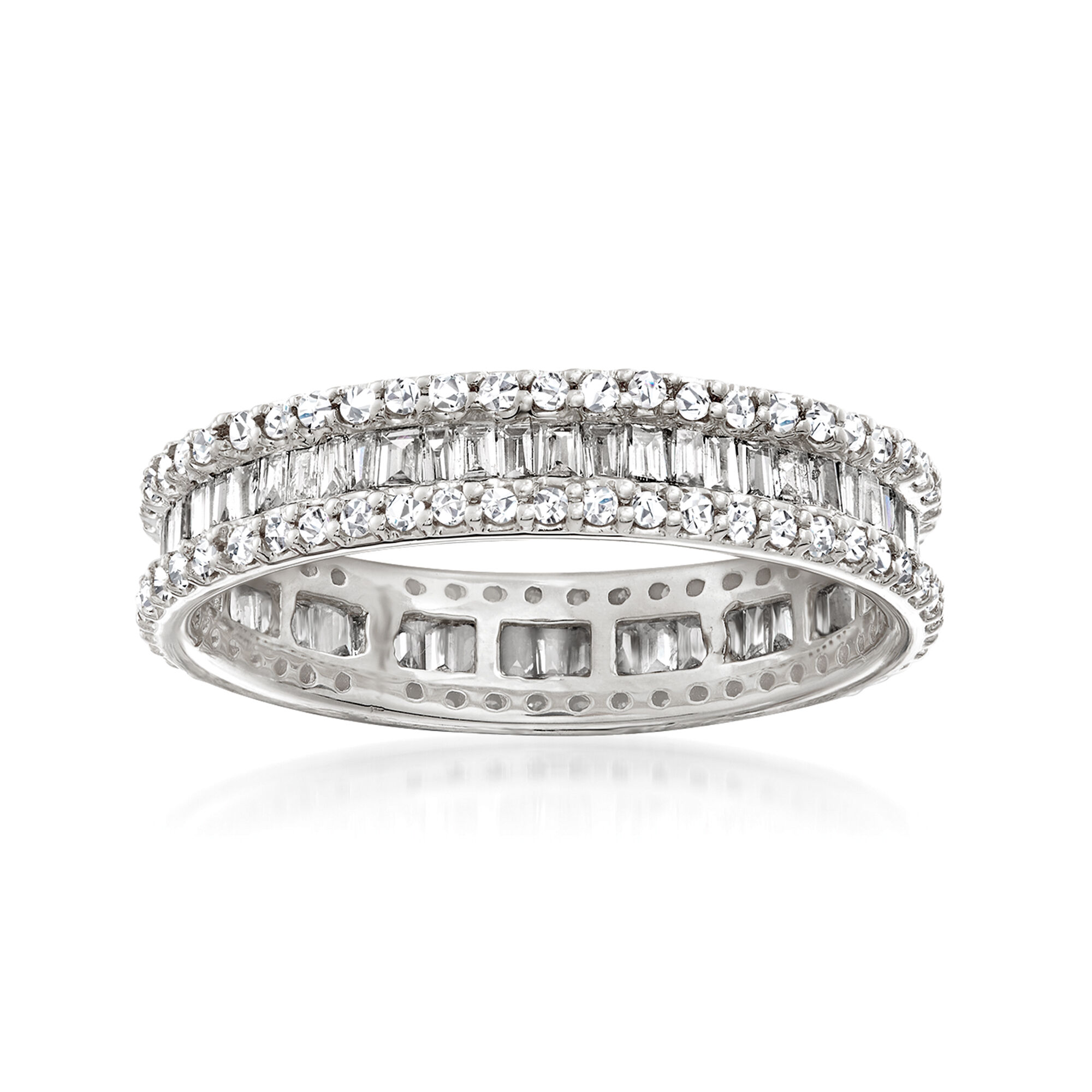 1.00 ct. tw Baguette and Round Diamond Eternity Ring in 14kt White 