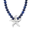 Lapis Starfish Necklace in Sterling Silver
