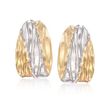 Italian 14kt Two-Tone Gold Diamond-Cut Hoop Earrings