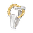 Judith Ripka &quot;Vienna&quot; Sterling Silver and 18kt Yellow Gold Interlocking Ring
