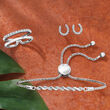 .10 ct. t.w. Diamond Twisted Bolo Bracelet in Sterling Silver