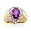 C. 1980 Vintage 1.55 Carat Amethyst and .15 ct. t.w. Diamond Ring in 14kt Yellow Gold