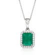 1.60 Carat Emerald and .16 ct. t.w. Diamond Pendant Necklace in 14kt White Gold