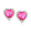 4.50 ct. t.w. Pink Topaz Heart Earrings with .40 ct. t.w. White Topaz in 18kt Gold Over Sterling