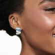 Belle Etoile &quot;Lumina&quot; Mother-of-Pearl and .10 ct. t.w. CZ Earrings with Blue Enamel in Sterling Silver