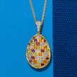 2.83 ct. t.w. Multi-Gemstone Locket Necklace in 18kt Gold Over Sterling