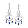 2.80 ct. t.w. Sapphire and .65 ct. t.w. Diamond Chandelier Earrings in 14kt White Gold