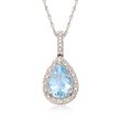 1.55 Carat Aquamarine Pendant Necklace with Diamonds in 14kt White Gold