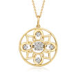 C. 2000 Vintage .20 ct. t.w. Diamond Openwork Pendant Necklace in 14kt Yellow Gold