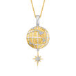.15 ct. t.w. Diamond Globe and Star Pendant Necklace in Two-Tone Sterling Silver