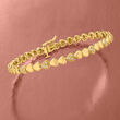 .25 ct. t.w. Pave Diamond Heart Bracelet in 18kt Gold Over Sterling