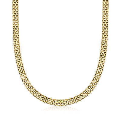 18kt Gold Over Sterling Bismark-Link Jewelry Set: Necklace and Bolo Bracelet