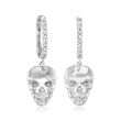 .20 ct. t.w. Diamond Skull Hoop Drop Earrings in Sterling Silver