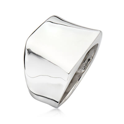 Italian Sterling Silver Asymmetrical Square-Top Ring