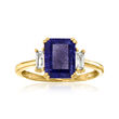 2.70 Carat Sapphire Ring with .30 ct. t.w. White Topaz in 18kt Gold Over Sterling