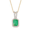 2.10 Carat Emerald and .24 ct. t.w. Diamond Pendant Necklace in 14kt Yellow Gold