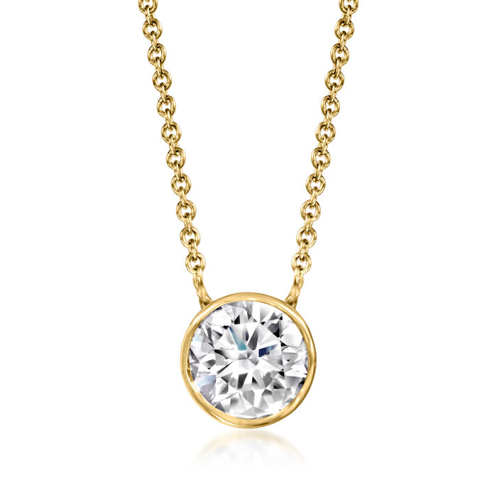 1.00 Carat Bezel-Set Lab-Grown Diamond Necklace in 14kt Yellow Gold