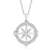 .20 ct. t.w. Diamond Compass Pendant Necklace in Sterling Silver