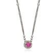 C. 1990 Vintage 1.53 Carat Pink Sapphire and .35 ct. t.w. Diamond Double-Row Necklace in 18kt White Gold