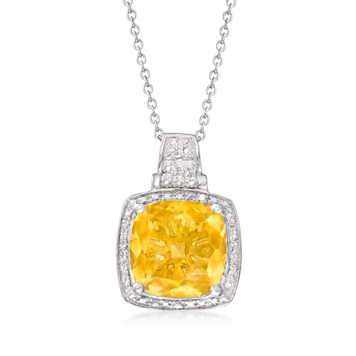 5.25 Carat Citrine Square Pendant Necklace in Sterling Silver
